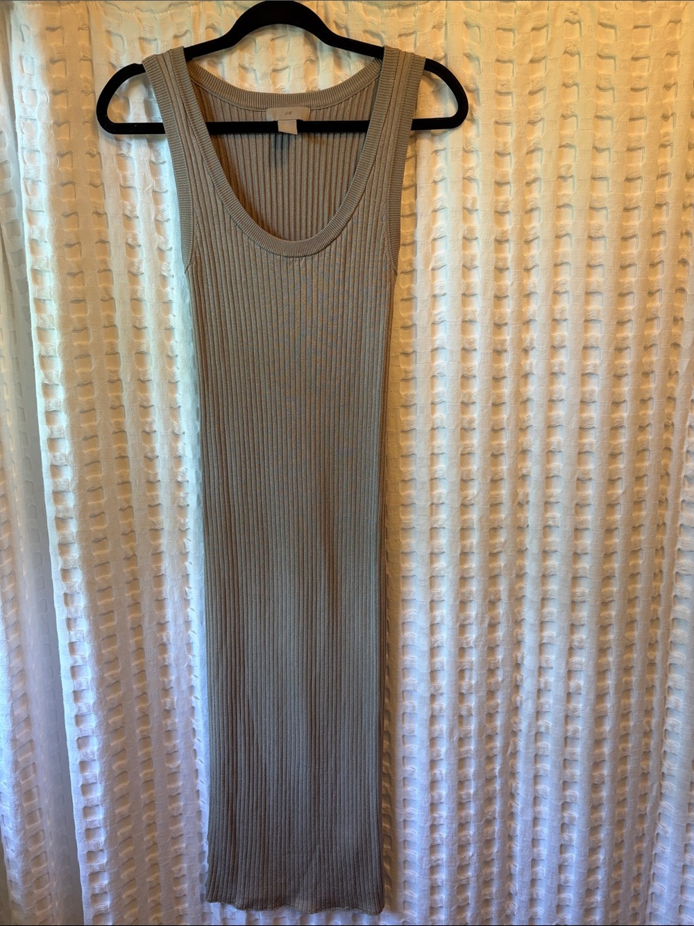 H&M Ribbed Tank Maxi Dress in Beige